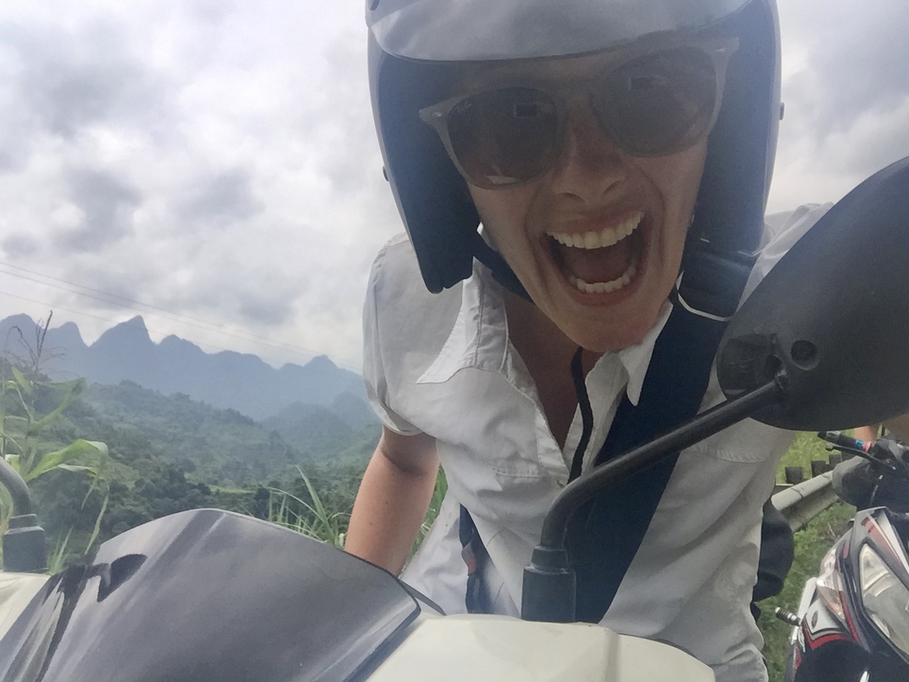  Pausing for a shameless selfie with the Seussian mountains.    