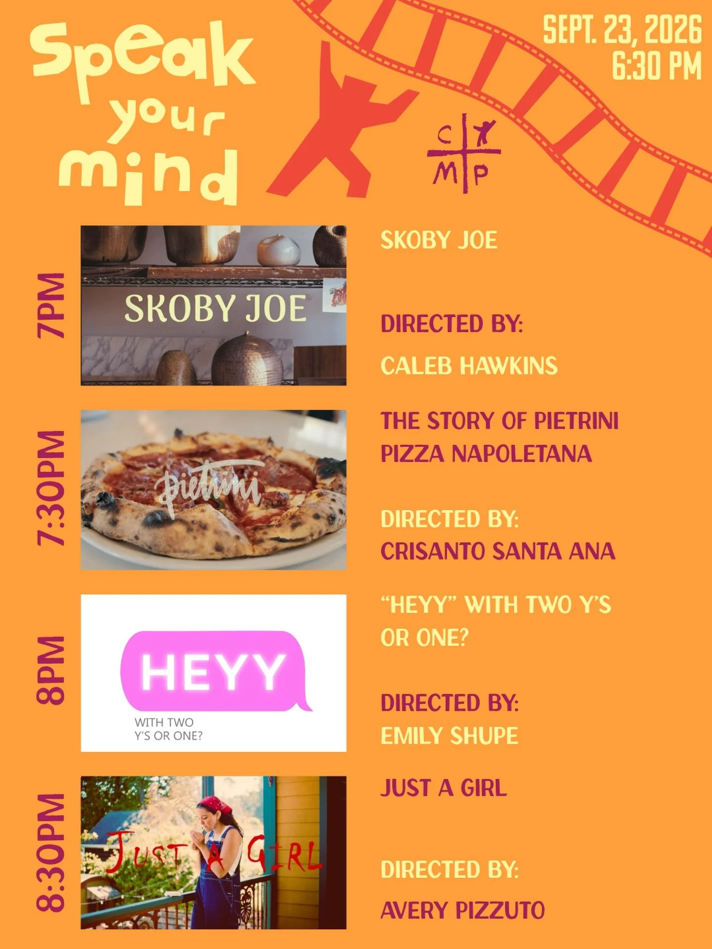 It&rsquo;s Movie Night and we&rsquo;re hosting! Local filmmaker features are playing at The CAMP this WEDNESDAY 9/23 at 6:30pm and we want you to spend your evening with us 🎥 Bring pillows, blankets, camper chairs, yoga mats, whatever you want to si