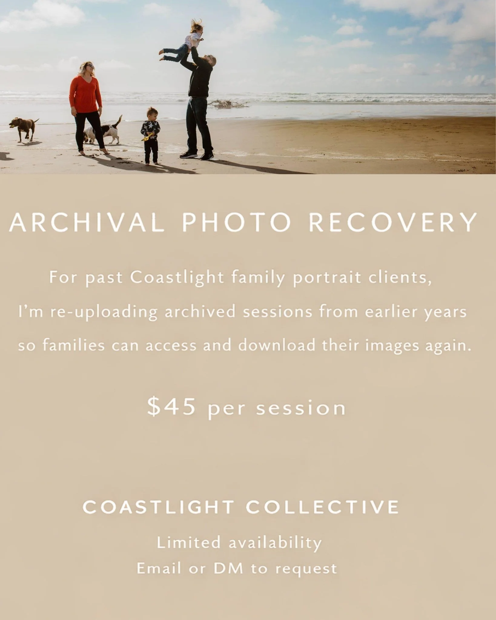 A small reminder from your family photographer <3

While I make every effort to store past sessions, long-term digital storage can&rsquo;t be guaranteed as technology changes over time. Downloading and backing up your full gallery is the best way 