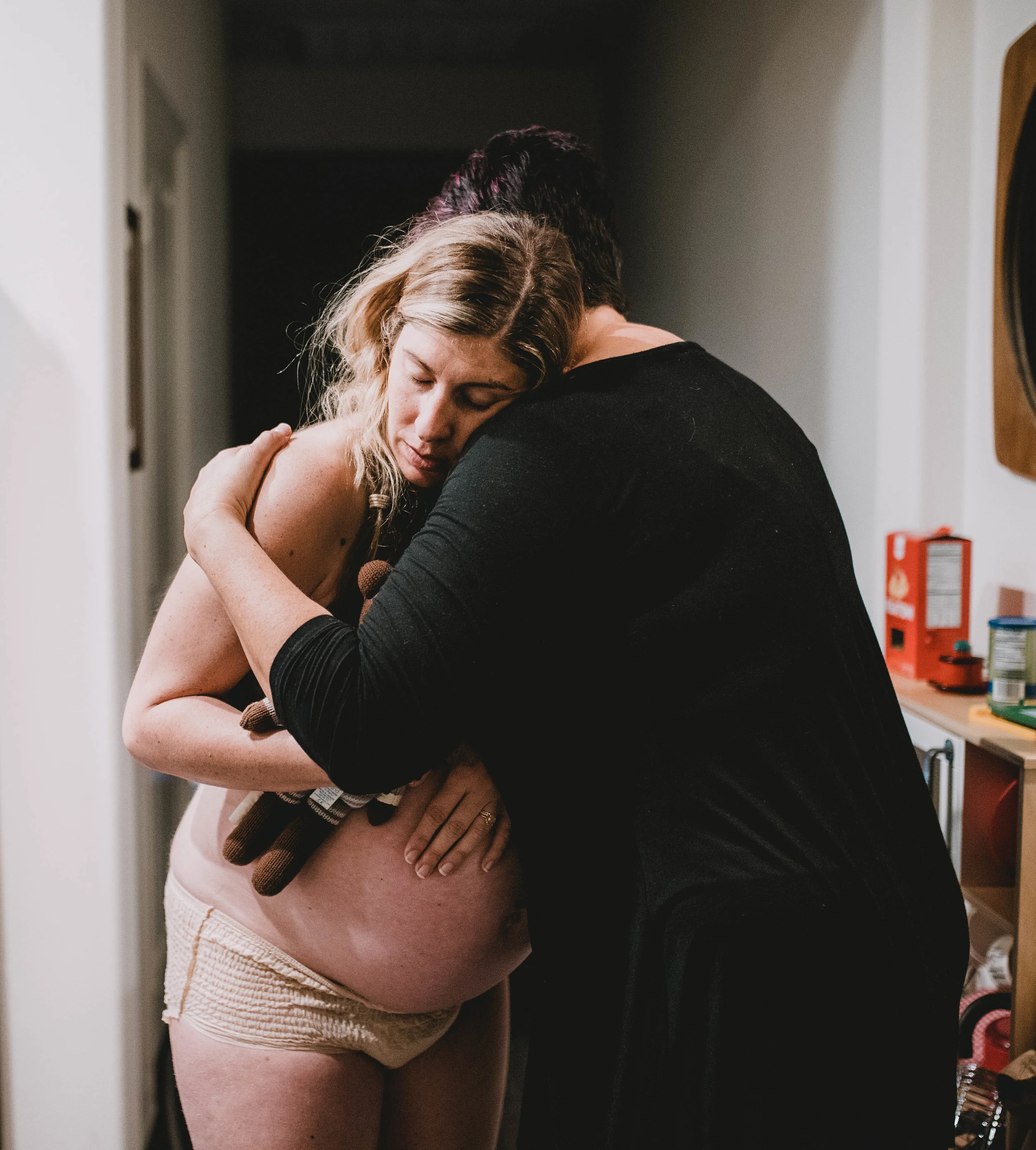 Feeling very glamorous at this point with my bulging belly, cellulite and very cool diaper. (; And holding my Cuddle + Kind Oliver bear because I wanted something tangible to remind me that I would be holding my son in its place very soon. / Photo by Ellice Anne Photography