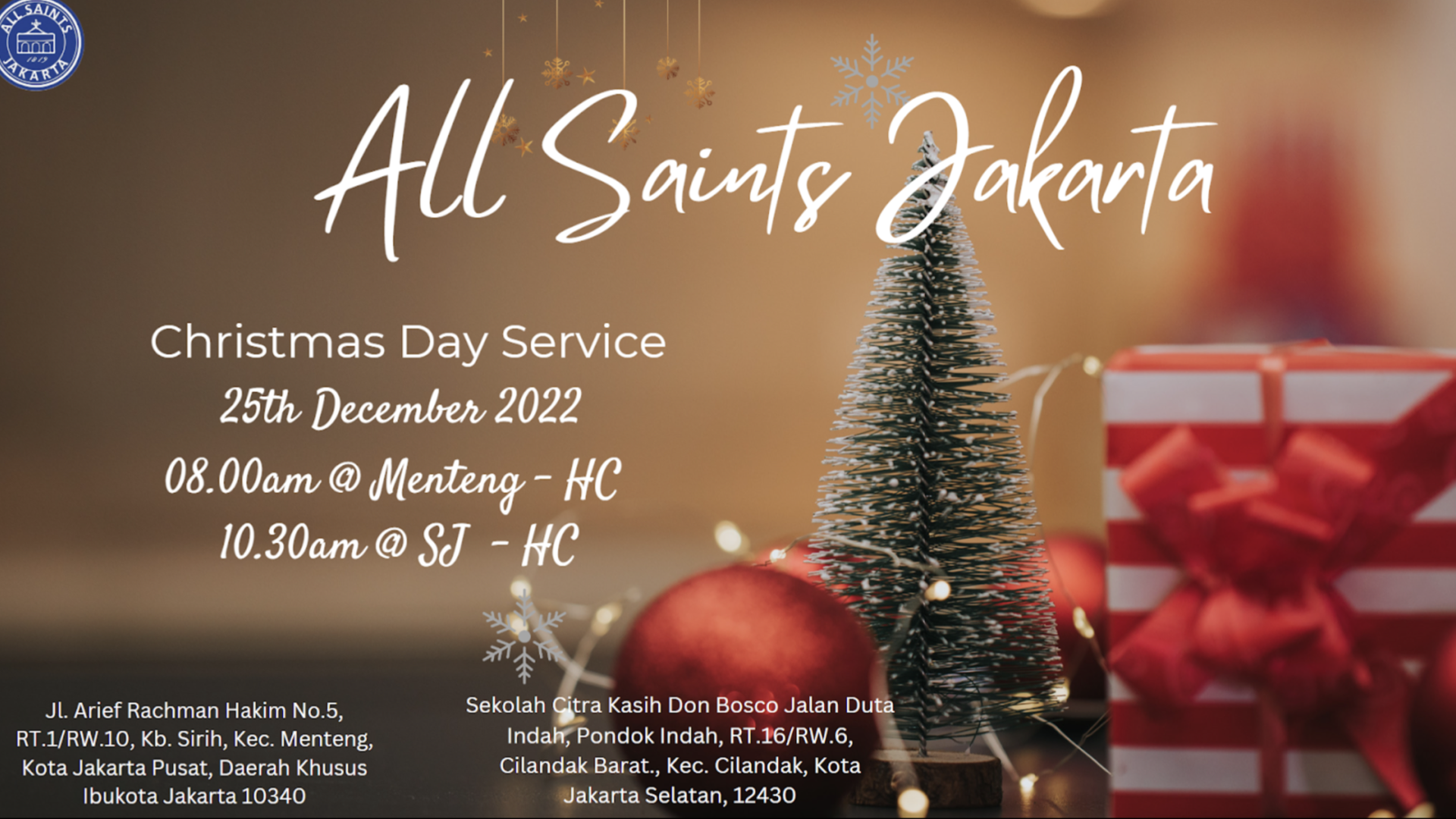 Christmas Day - 25th December 2022 - 8am - Live Service at Menteng Church Jakarta