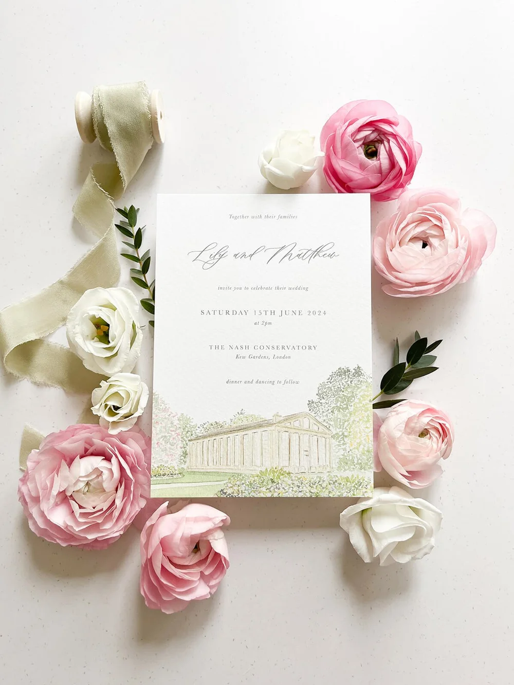 Venue Illustration Wedding Invitations — Olive & Millicent