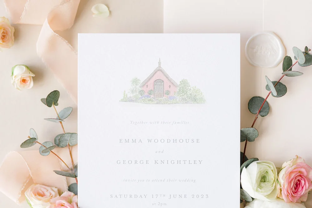 Venue Illustration Wedding Invitations — Olive & Millicent