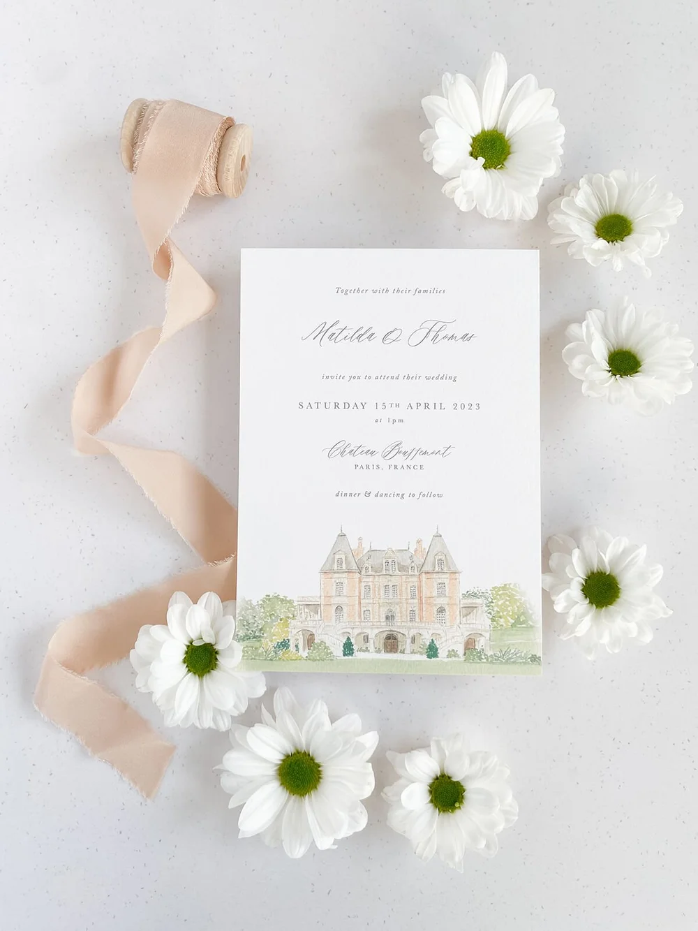 Venue Illustration Wedding Invitations — Olive & Millicent