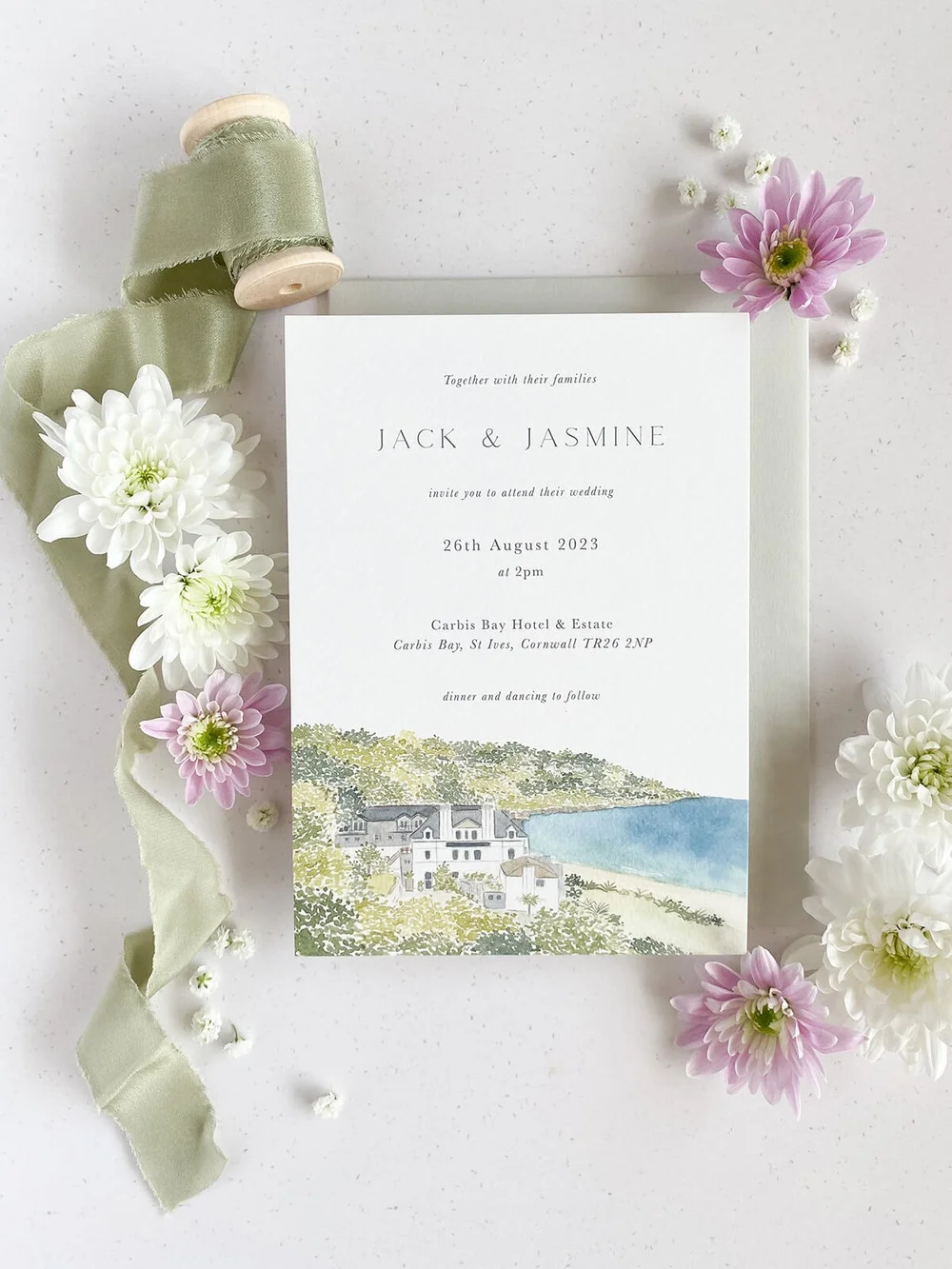 Venue Illustration Wedding Invitations — Olive & Millicent