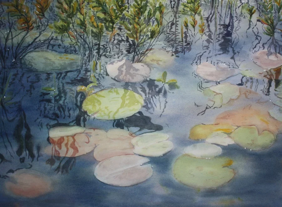 WATERLILIES #1, watercolour 30" x 20" SOLD