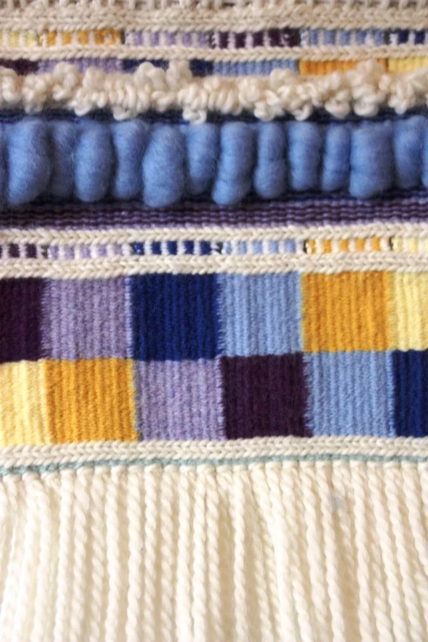 Tapestry using more advanced interlock techniques - you can learn these in the level 2 class offered later in the year.