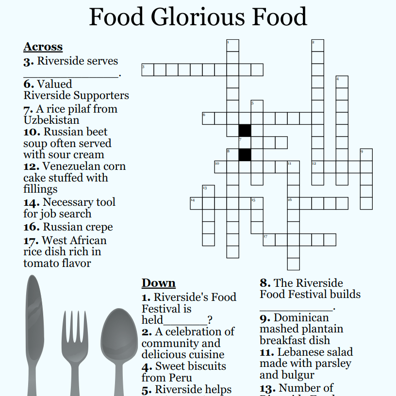 Food Festival Crossword Puzzle