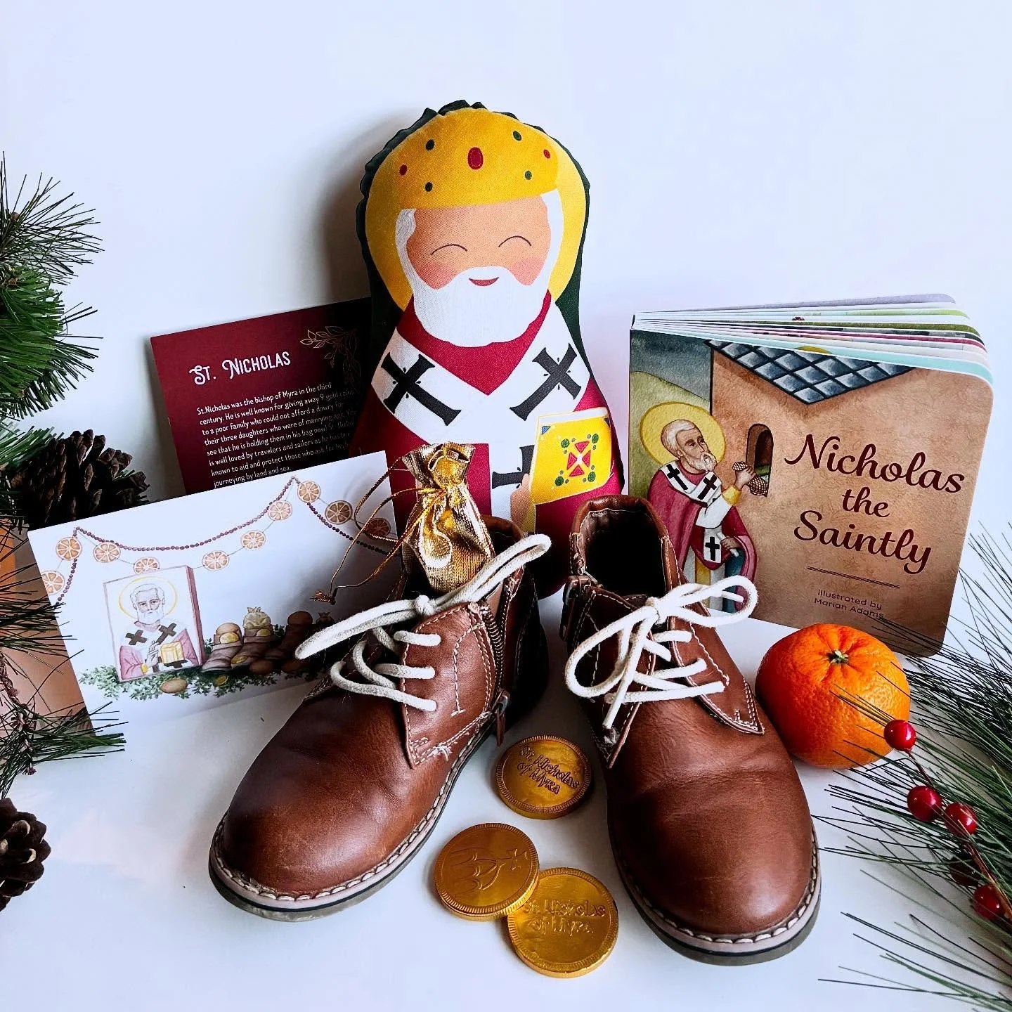 St Nicholas day is celebrated on Dec 6, but HEADS UP because of the week of Thanksgiving, please please please order your goodies for St Nicholas Day by November 19 at the latest!! 📦💌👞🍊🪙❤️ 

Pictures here is the large St Nicholas Snuggly Saints 