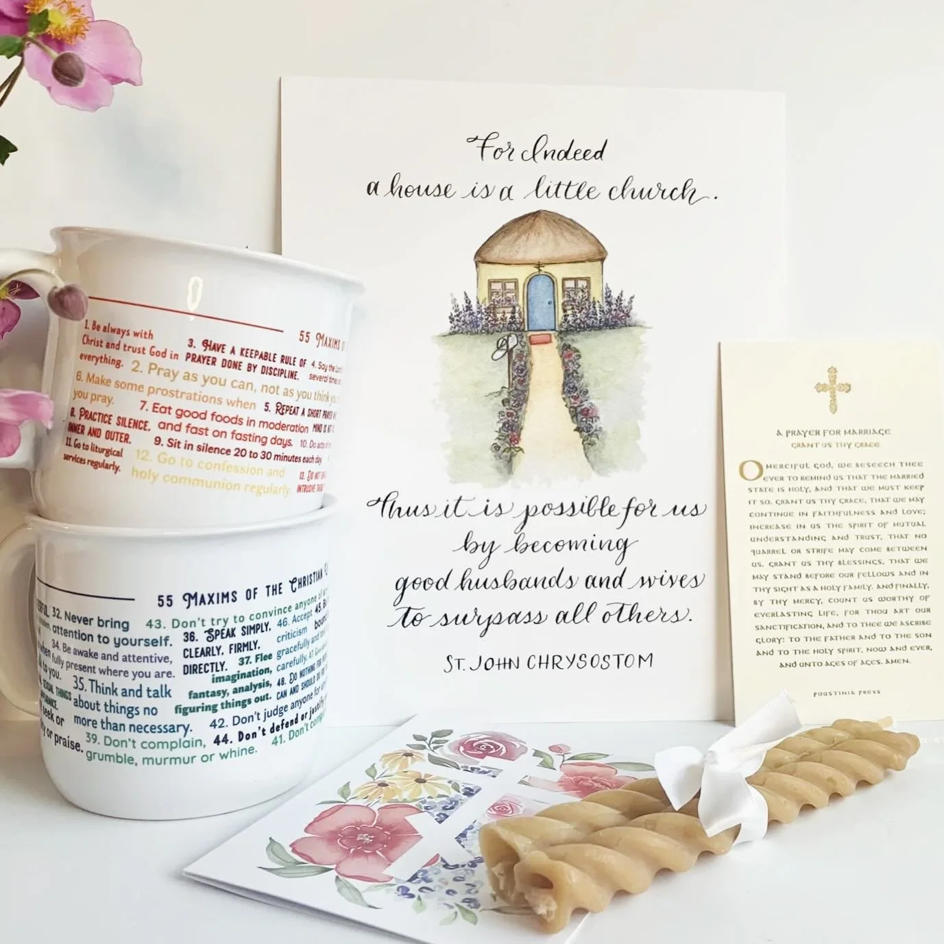 After being out of stock a looooong time, the 55 maxims of Christian living mugs (written by Fr Thomas Hopko) are back in stock, which means these marriage gift sets are back in stock too (and they&rsquo;re less than $50😱)!! (Psst, Did you know you 