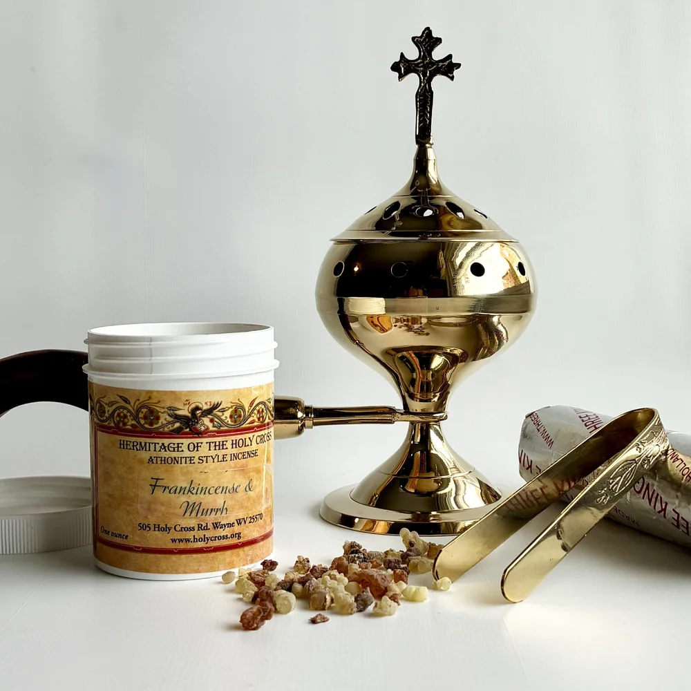 Brass Incense Burner with Wooden Handle — Draw Near Designs