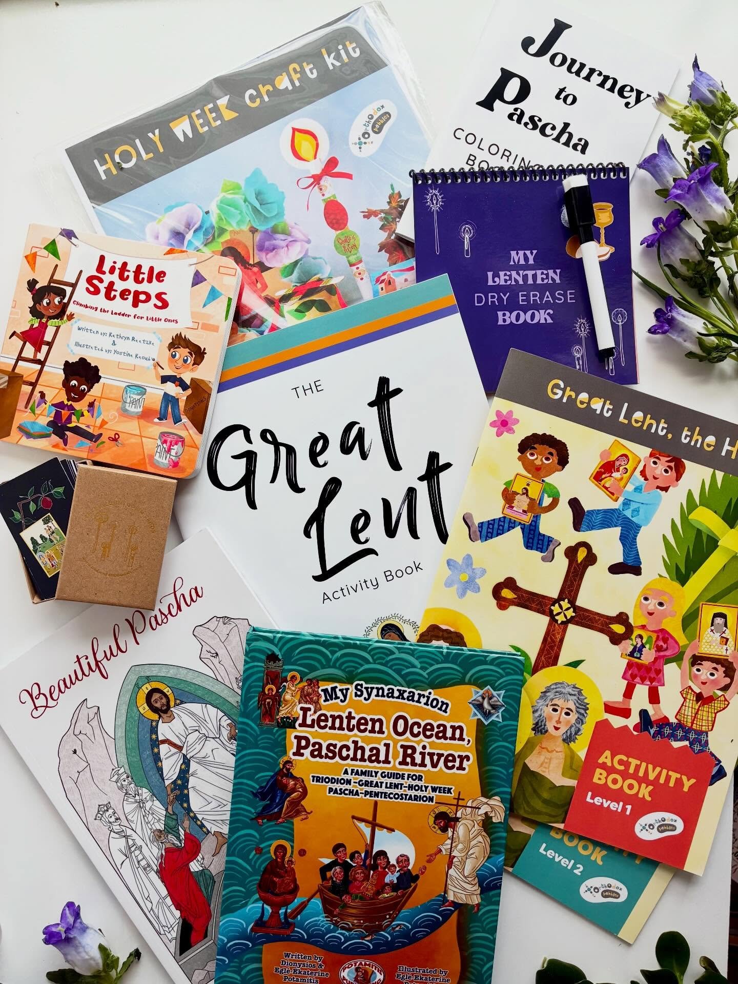 Kids&rsquo; resources for Lent! We&rsquo;re all stocked up with coloring books, craft kits, books, activities, and Lent countdown cards! Something for every age, attention span, and learning style. Not pictured here, but also helpful for little hands