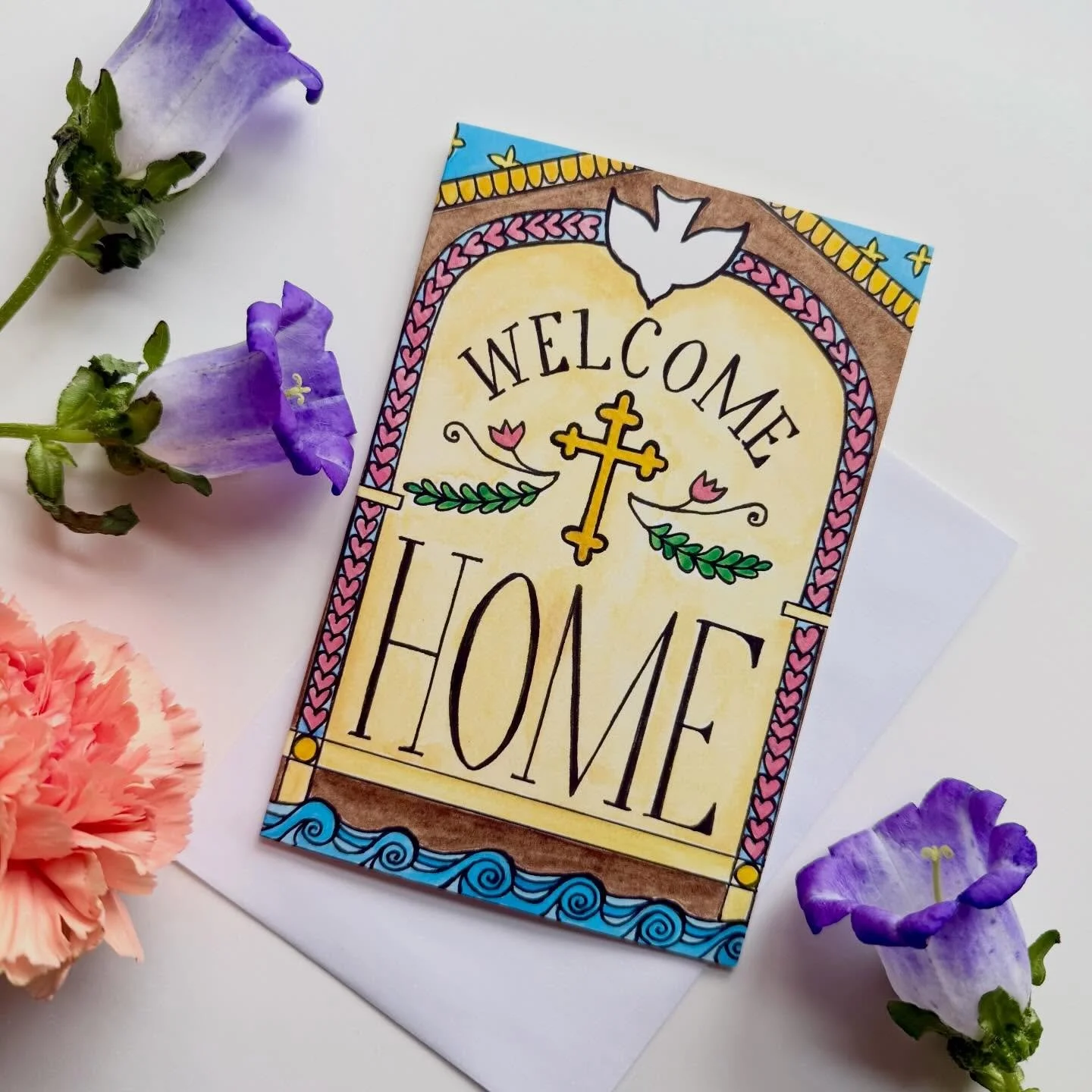 New!! We just love these cards from @kat.du.jour. What a perfect greeting for the newly baptized or christmated! Is your parish overflowing these day? Ours sure is!! Glory to God! 

You can find these cards in the Art Prints + Cards section of our Sh