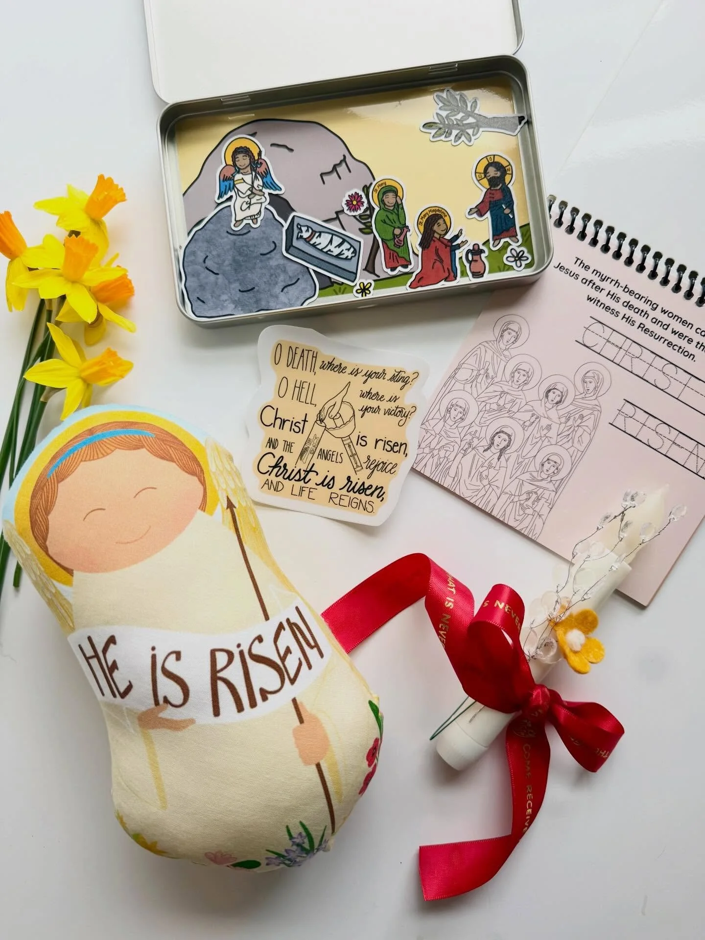🌟NEW🌟 My Little Pascha magnet playsets from @orthodoxiconfriends are new this year! The little tins make them easy to keep the pieces together and slip in a purse or tote bag. The images are drawn with care by @orthodoxiconfriends, and based on ico