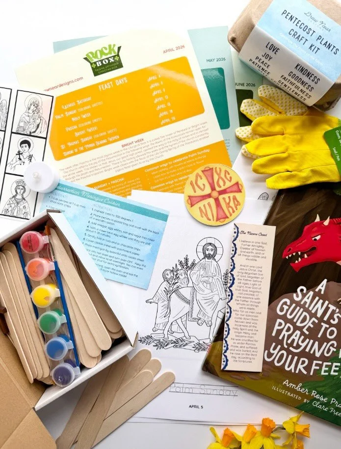 It&rsquo;s ROCK BOX time! 🥳 April is right around the corner, which means the newest ROCK Boxes are being packed up and will ship next week. ROCK (Raising Orthodox Christian Kids) boxes are quarterly boxes packed with crafts, coloring sheets, educat