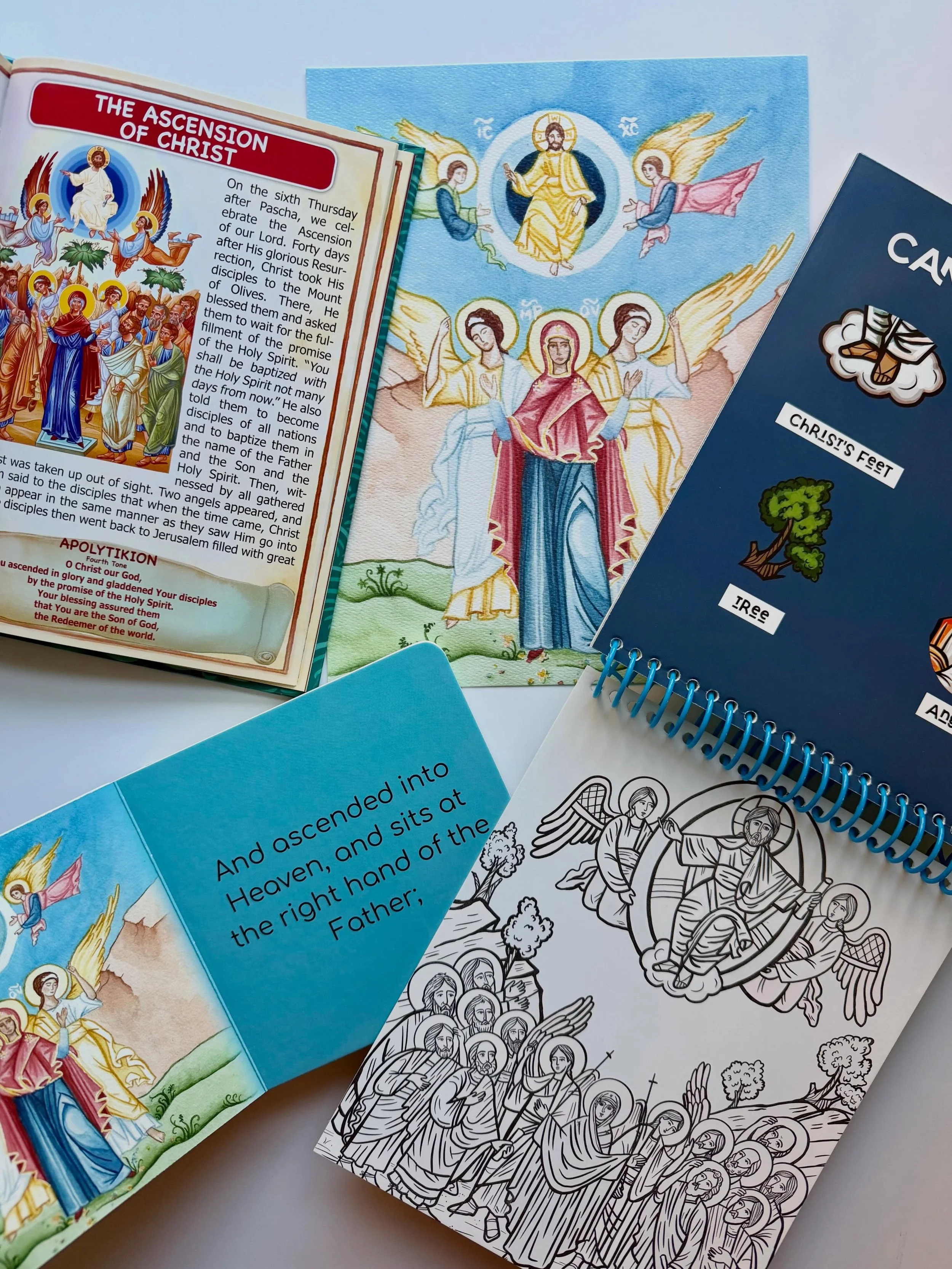 We celebrate the Ascension next week, and here are a few resources to pull out in preparation! 
👉🏽Lenten Ocean Paschal River from @potamitis_publishing_us 
👉🏽Ascension painting by @let.there.be.flowers 
👉🏽We Believe 
👉🏽Water + Spirit Resurrec