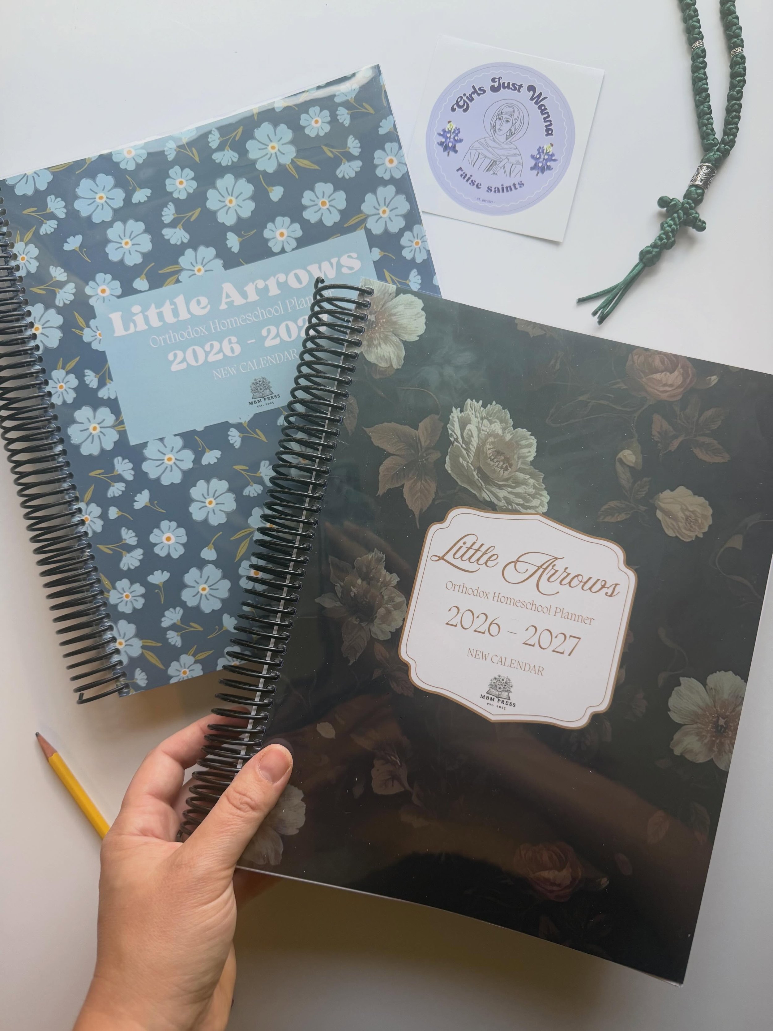 Little Arrows Orthodox homeschool planners are here!! New calendar AND old calendar, with 2 cover options for each! Plus, you can choose between digital download or printed planner (professionally printed by an Orthodox-family-owned printing company)