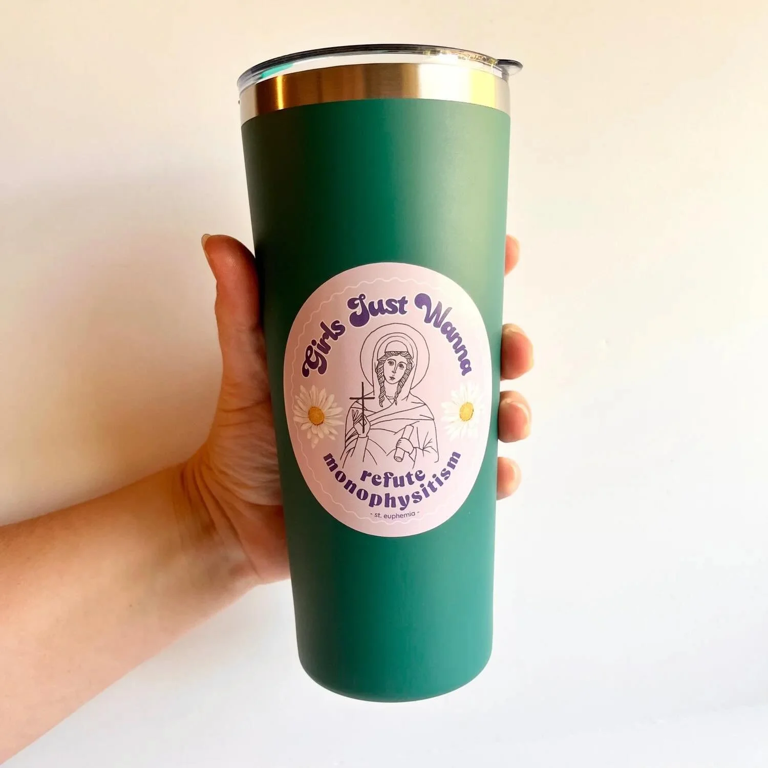Today is St Euphemia&rsquo;s day, and she inspired the first Girls Just Wanna sticker! 

Inspired by the miracle of St. Euphemia at the fourth council of Nicaea when she helped the bishops and priests discover that the Monophysite teachings of the ti
