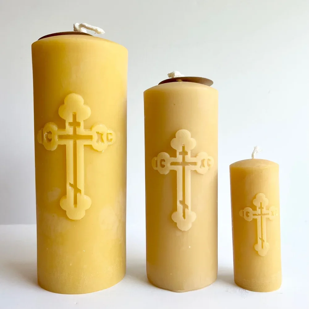 Orthodox christian cross beeswax candles