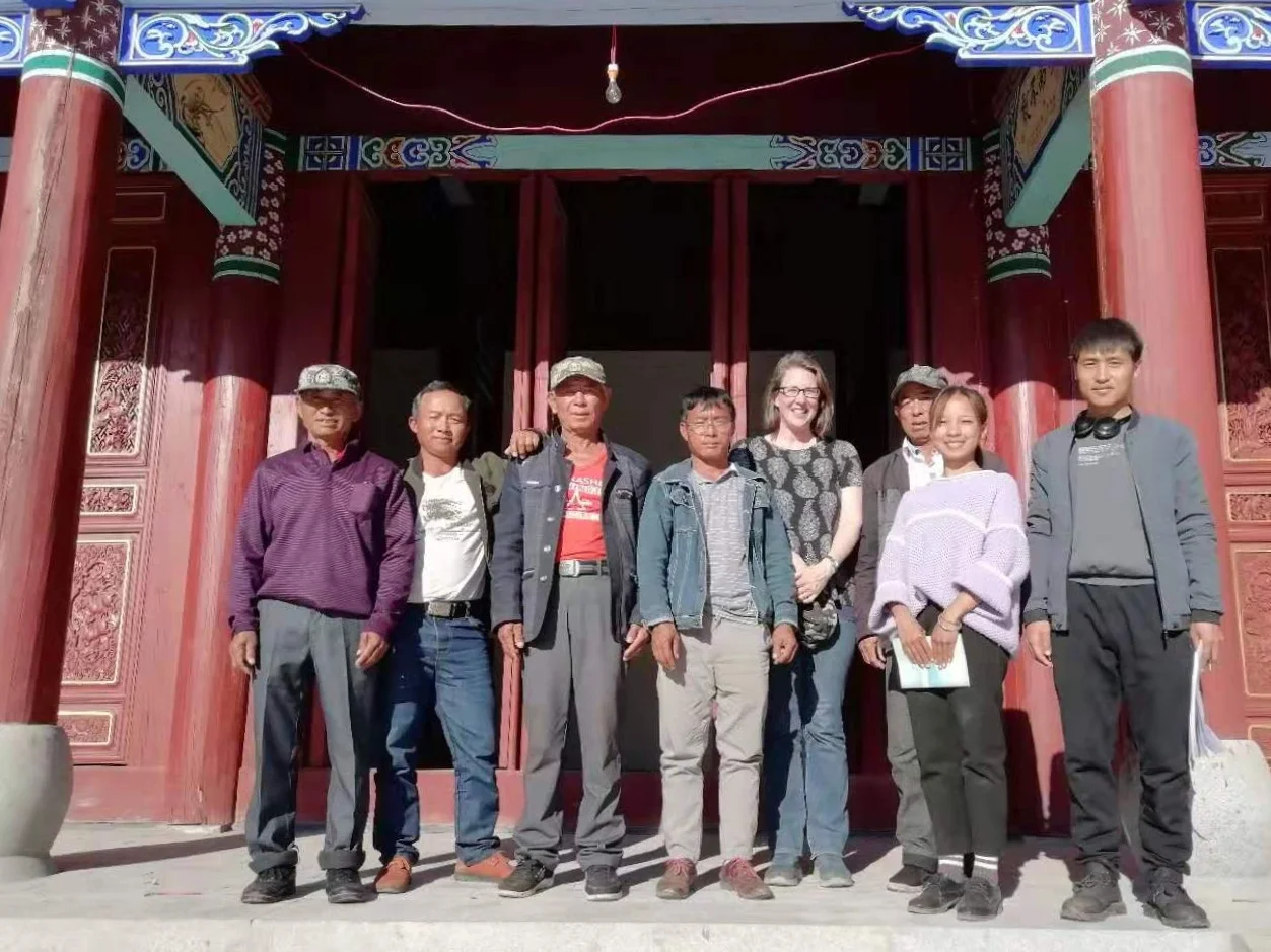 Village leaders with research team (Yang, fourth from right)