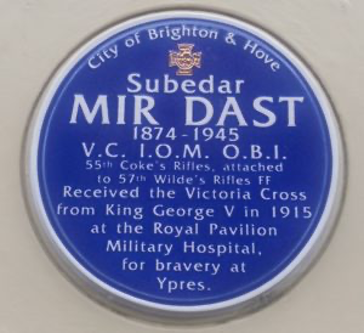 Mir Dast’s blue plaque, commemorating his efforts during the Second Battle of Ypres in 1915