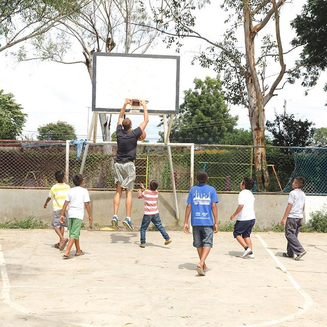 Grateful for these less than regulation sized hoops in Leon, Nicaragua. 😀😀After an energetic group yoga class and basketball clinic, the children wanted to see some slam dunks. 
Amazing day sharing our passions of yoga and basketball with this vill