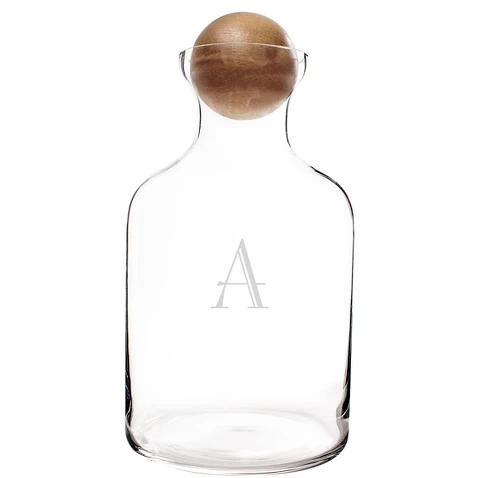 Personalized Glass Decanter with Wood Stopper