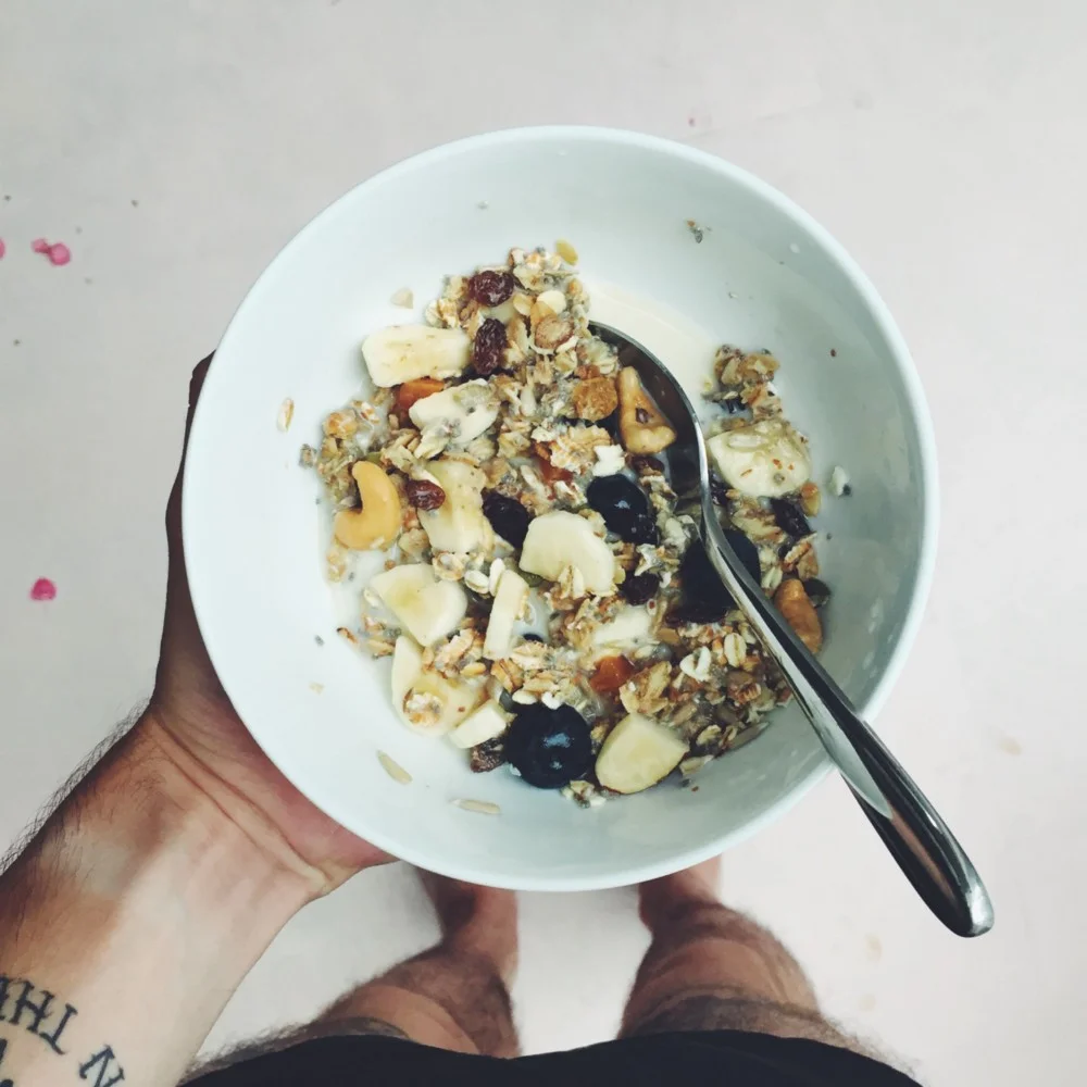DIY power breakfast, post-milking and mixing.