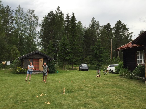 Playing kubb