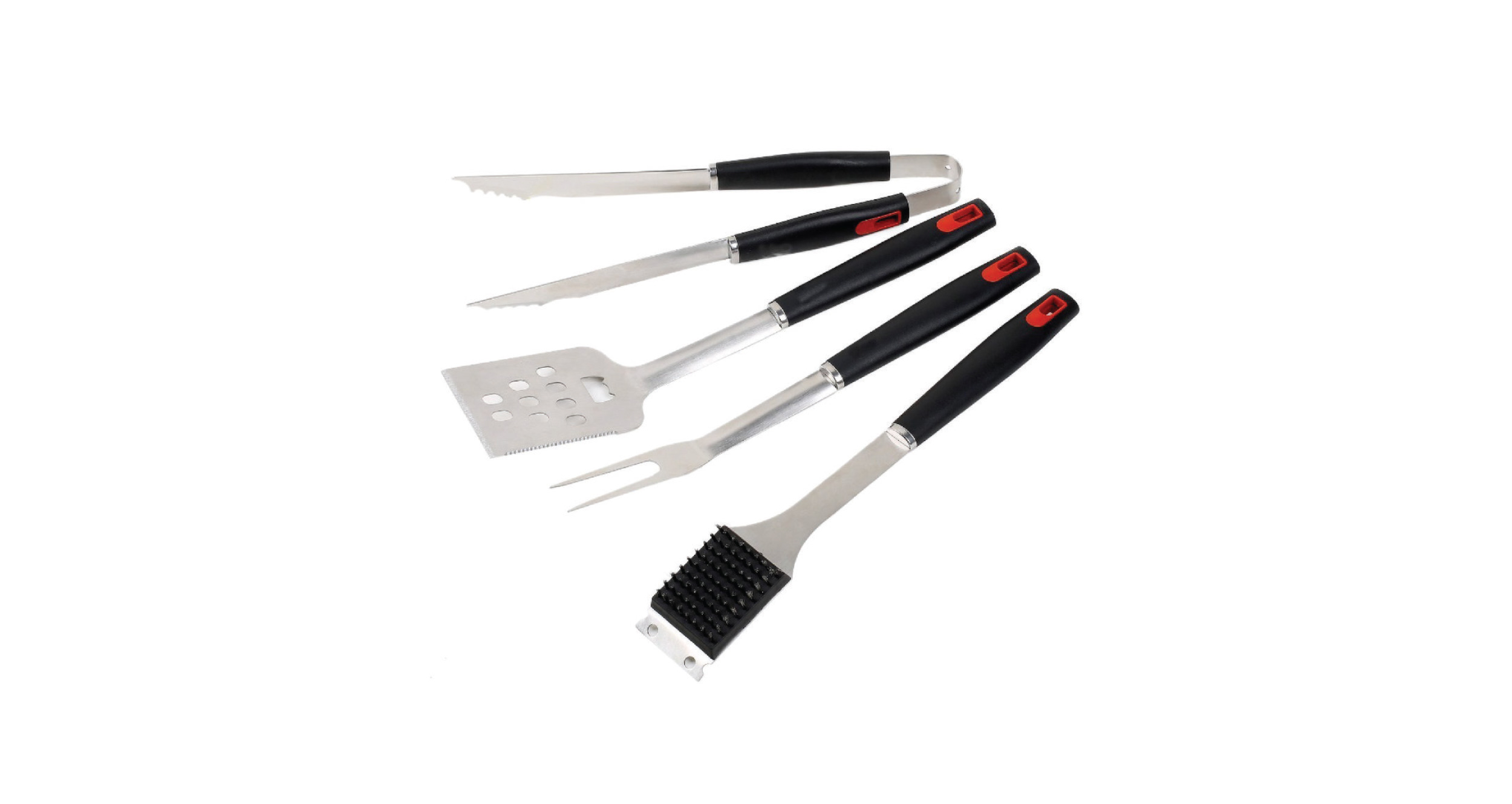 BBQGuys Signature 4 Piece Stainless Steel with Wooden Handles Tool Set