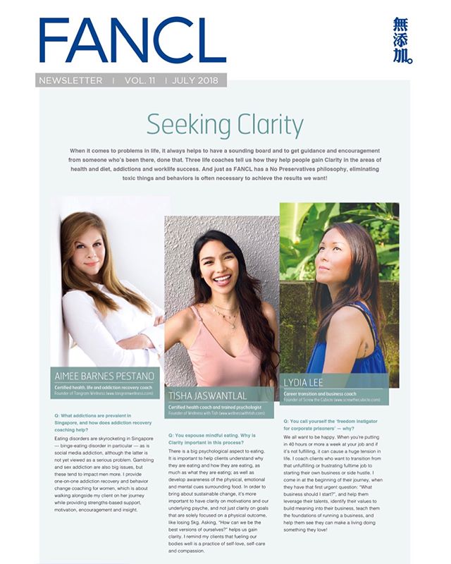 Talking about the importance of having CLARITY and how it ties into nutrition and health, with these other lovely ladies ✨ for FANCL&rsquo;s newsletter out this month!! 🗞
~
&ldquo;There is a big psychological aspect to eating. It is important to hel