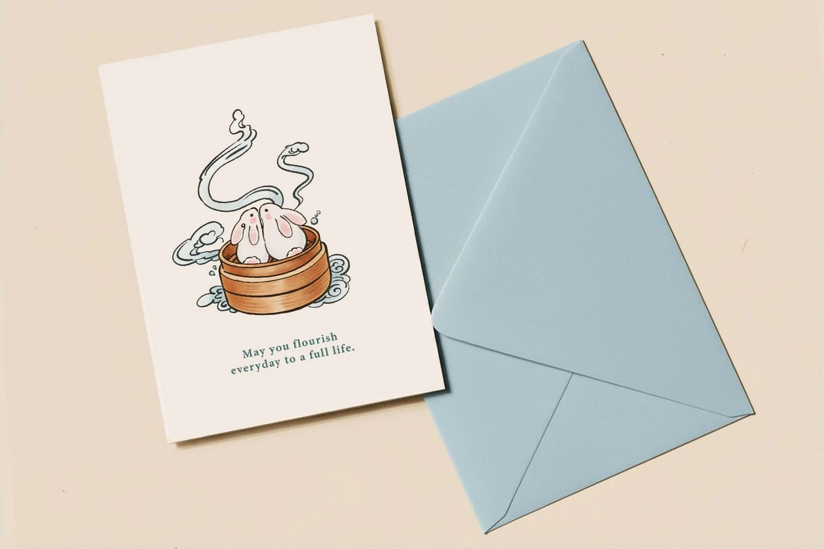 Dim Sum Rabbit 蒸蒸日上 Greeting Card