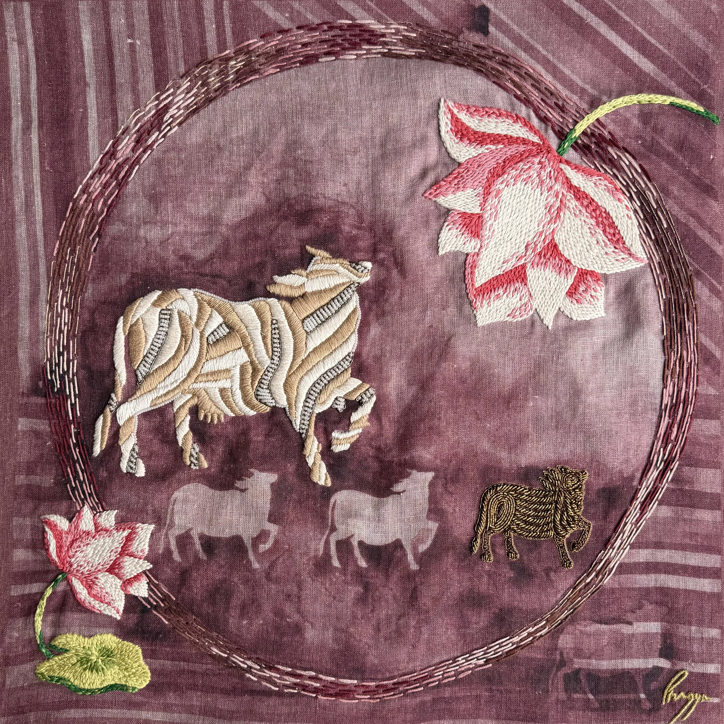 2025 Divine Circle (Rouge)- 18x18 in - embroidery on Linen.jpg