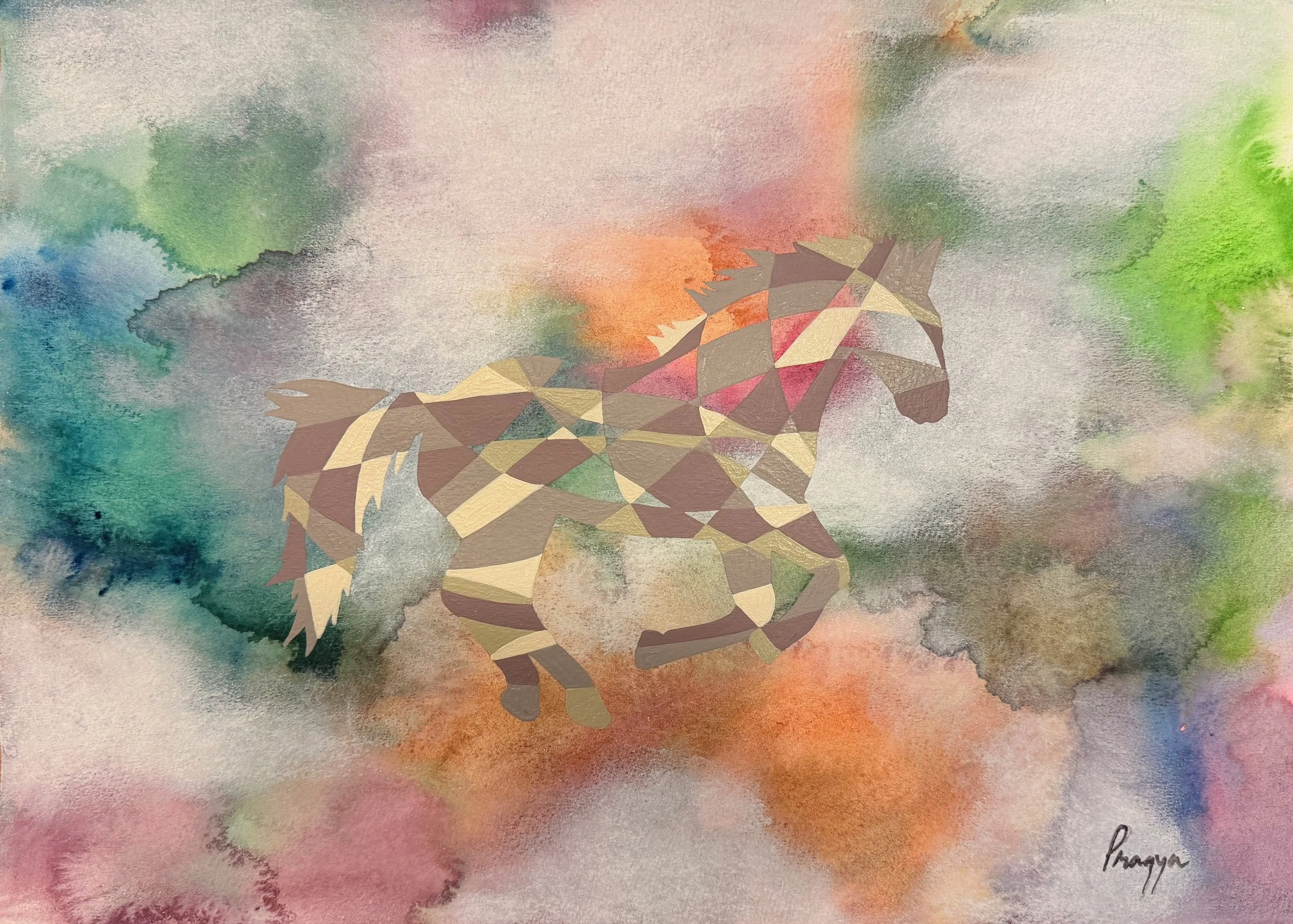 2026 Stallion at Dawn II, 16.4x11.5in, 41.9x29.5cm, mixed media on paper.jpg