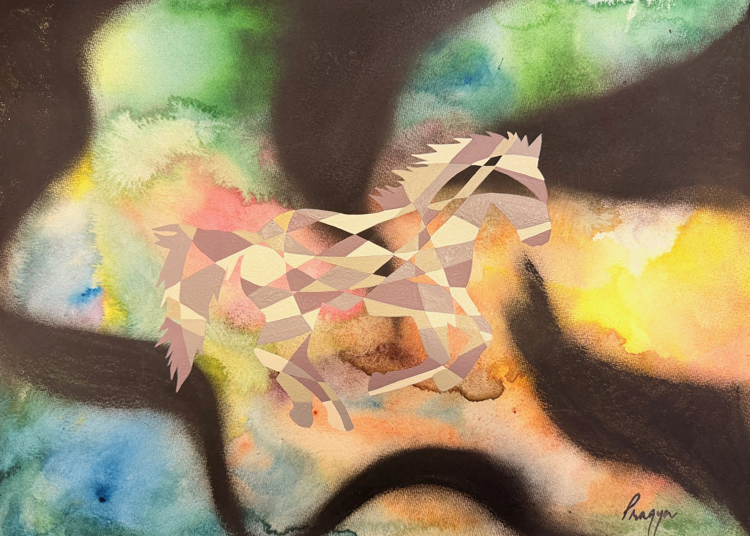 2026 Stallion at Dusk II, 16.4x11.5in, 41.9x29.5cm, mixed media on paper.jpg