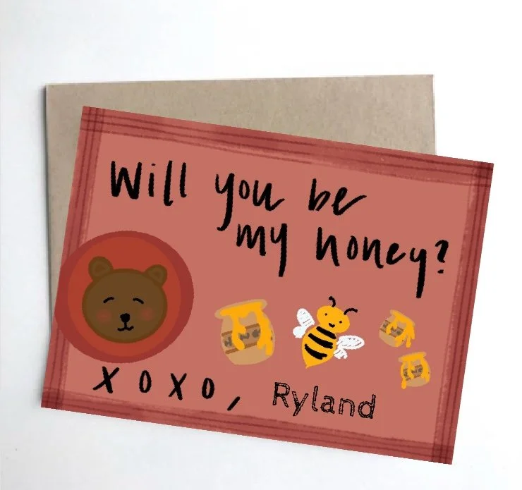 Honey Valentine Card - Instant Download!