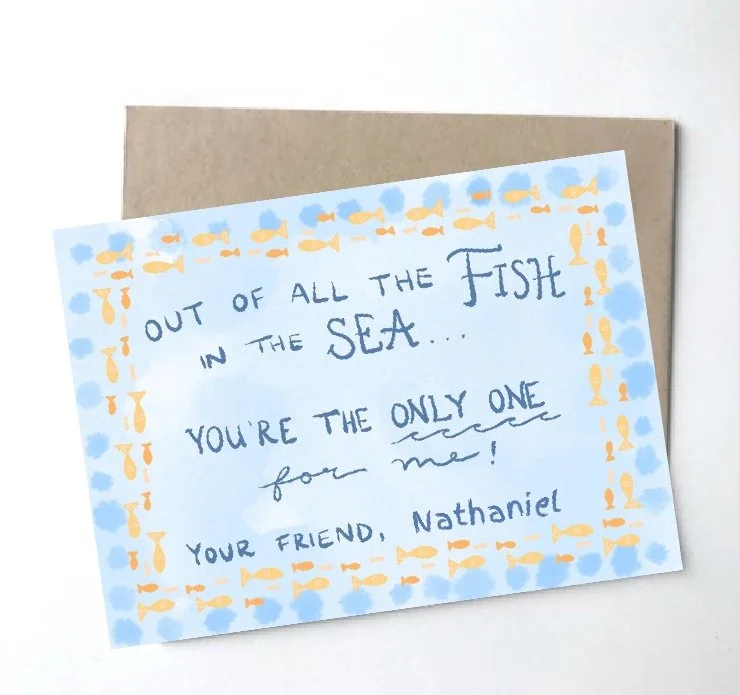 Gold Fish Valentine Card - Instant Download!