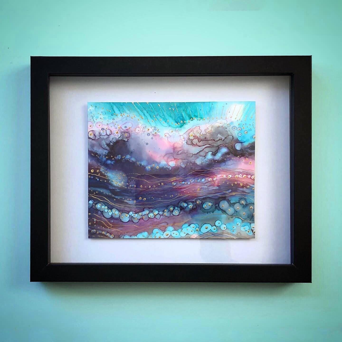 &lsquo;Hope&rsquo; - floating piece in an 8x10 shadowbox. Can be removed on request and sold flat. Swipe to see the textures gold details. It was hard to shoot this one with the reflection, but in person this one has raised texture and gorgeous blend