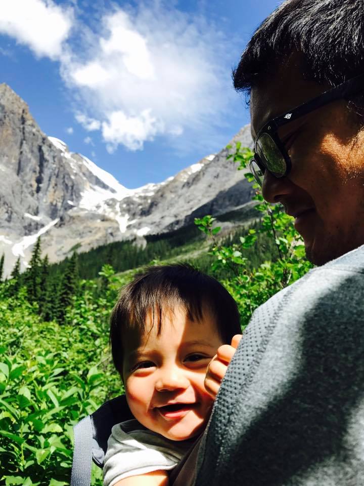The glacier in the background will probably be gone by the time Lewis goes off to college. 