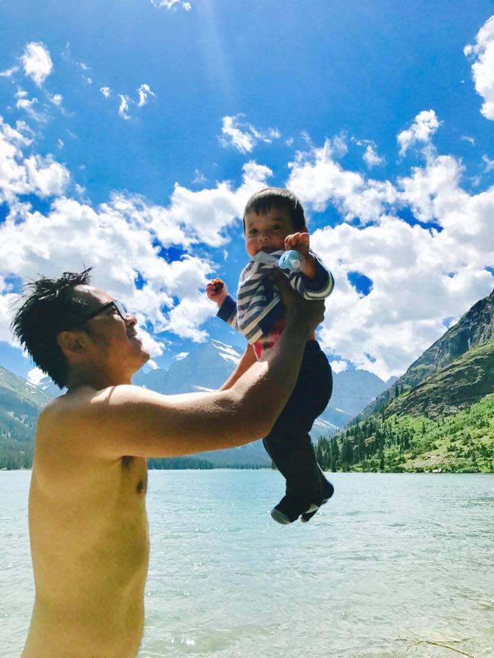 Playing on the shore of Lake Josephine