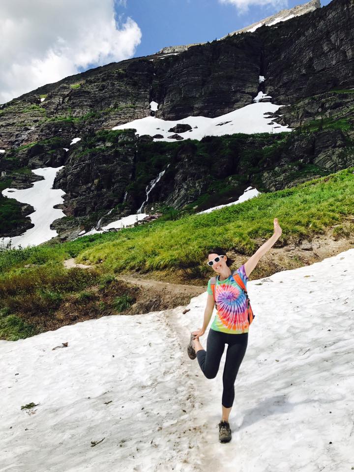 The trail ahead was closed because there was a waterfall running under a similar patch of snow.