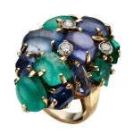 Seaman Schepps emerald, sapphire and diamond Cocktail Ring
