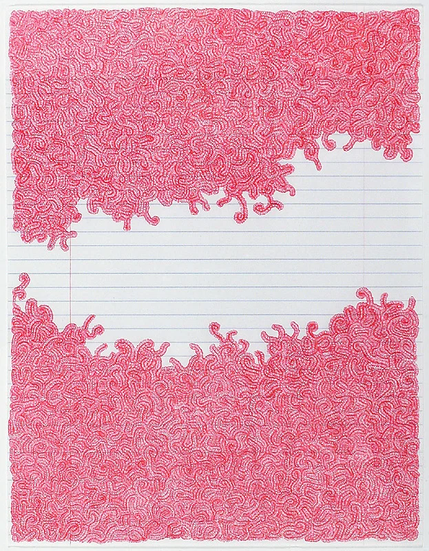 Untitled, 2013, ink on notebook paper, 11 x 8.5 in., courtesy the artist and McKenzie Fine Art, New York