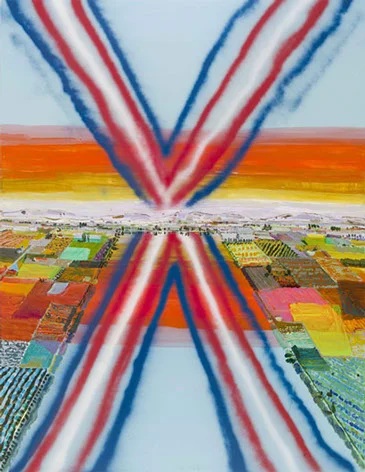 Crop Dusters, 2013, acrylic and spray paint on canvas, 70 x 54 in. Photo by Tim Davis and Pete Mauney, courtesy the artist.