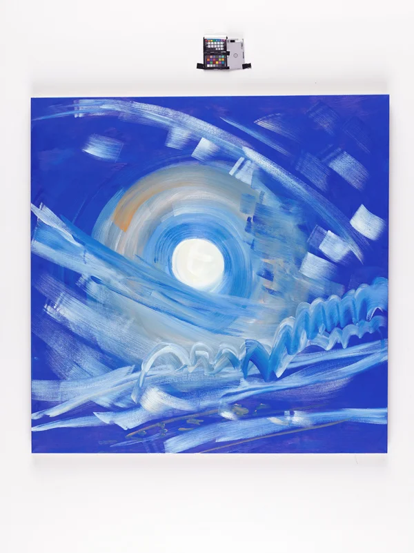 Moon (Cushing, 7-21-13, 11:05 PM), 2013, oil on linen, 72 x 72 inches. Courtesy Ann Craven Studio and Maccarone, New York.