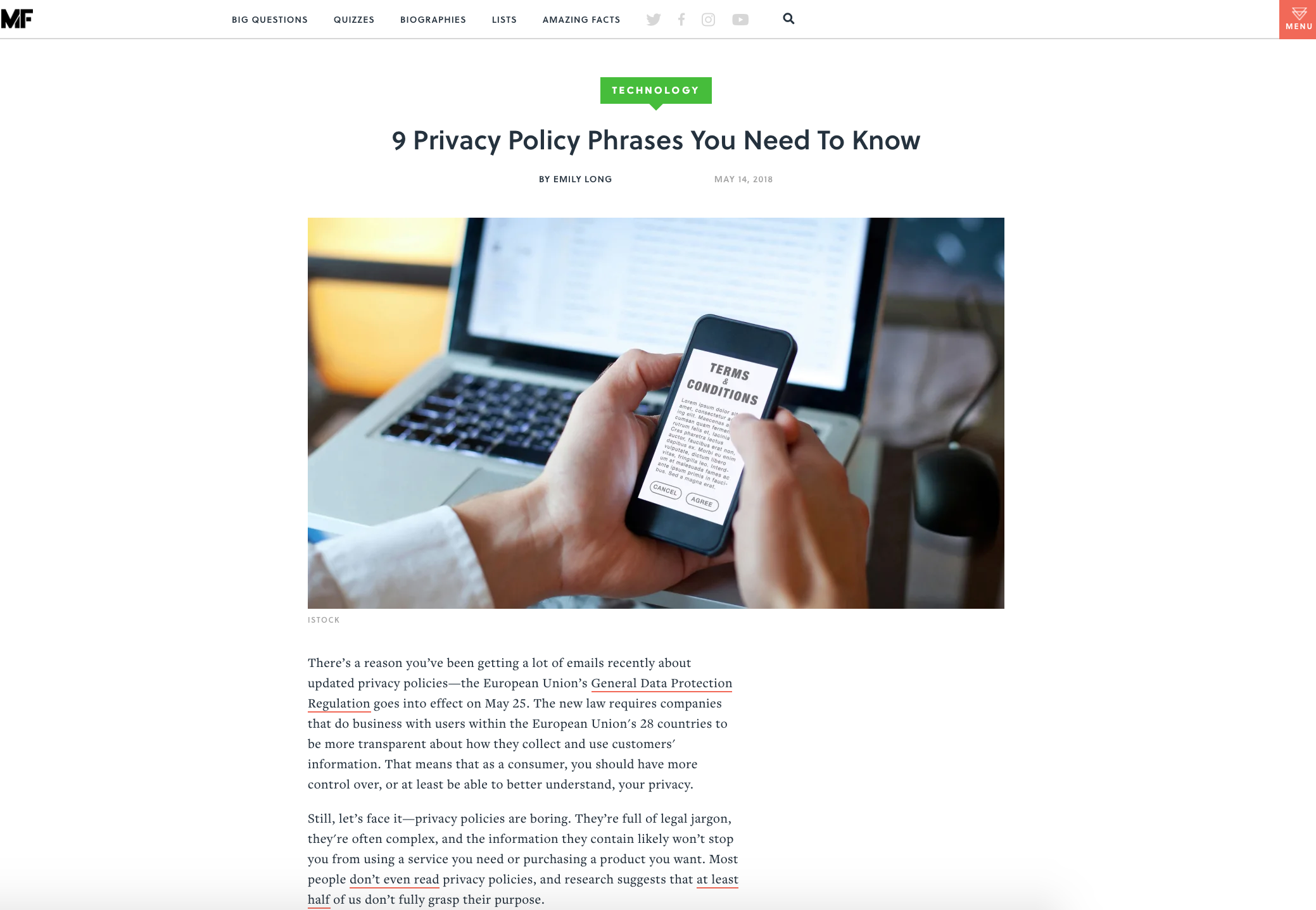 Mental Floss: 9 Privacy Policy Phrases You Need To Know