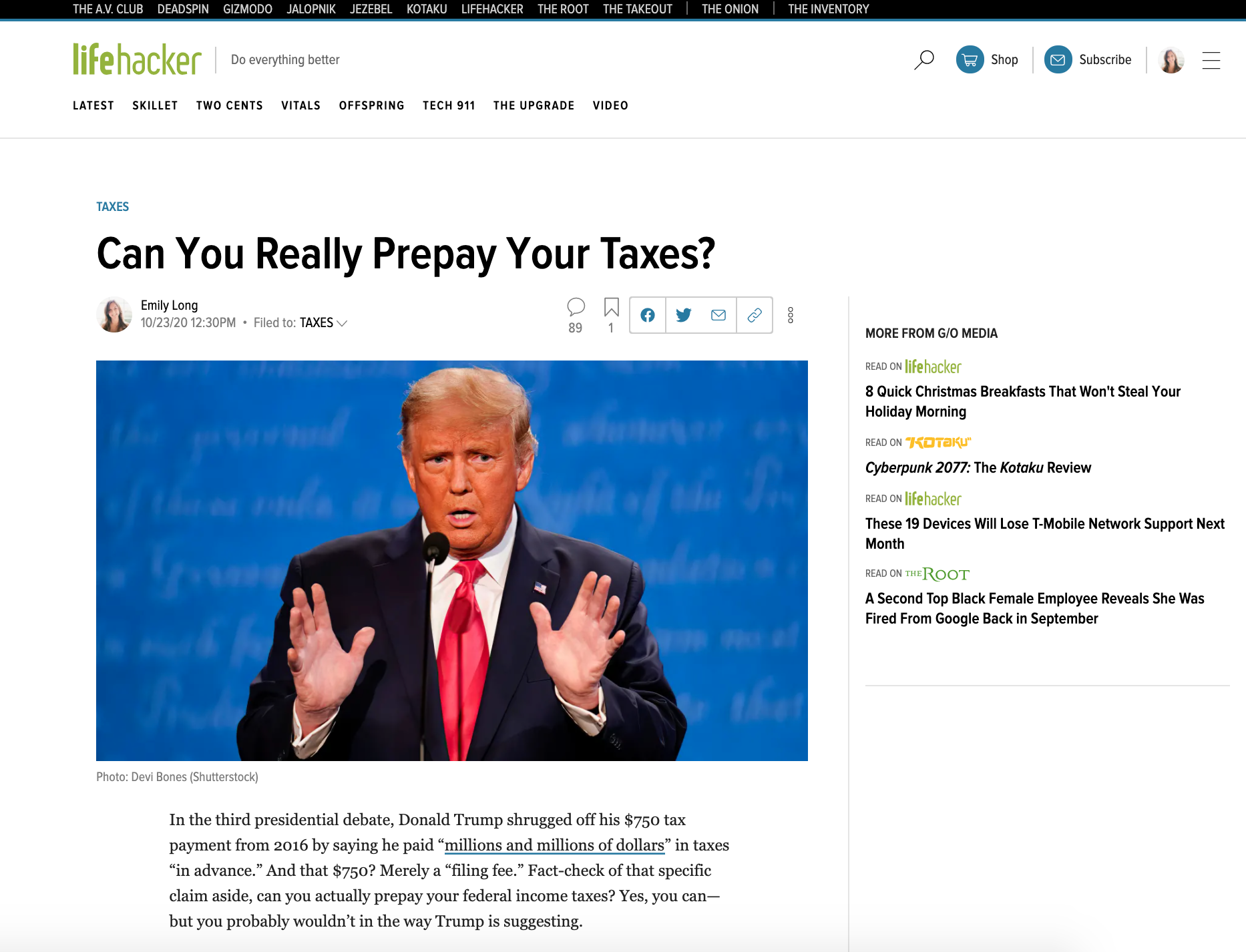 Lifehacker: Can You Really Prepay Your Taxes?