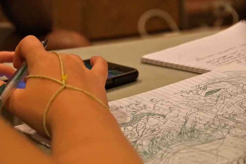 A scene from Gaspar's audio workshop at Stetson Library.