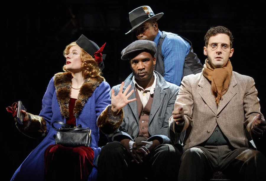 Louisa Jacobson, Jerod Haynes, Jason Bowen (back), and Joby Earle in Native Son by Nambi E. Kelley, adapted from the novel by Richard Wright, directed by Seret Scott. Photo by Joan Marcus, 2017.