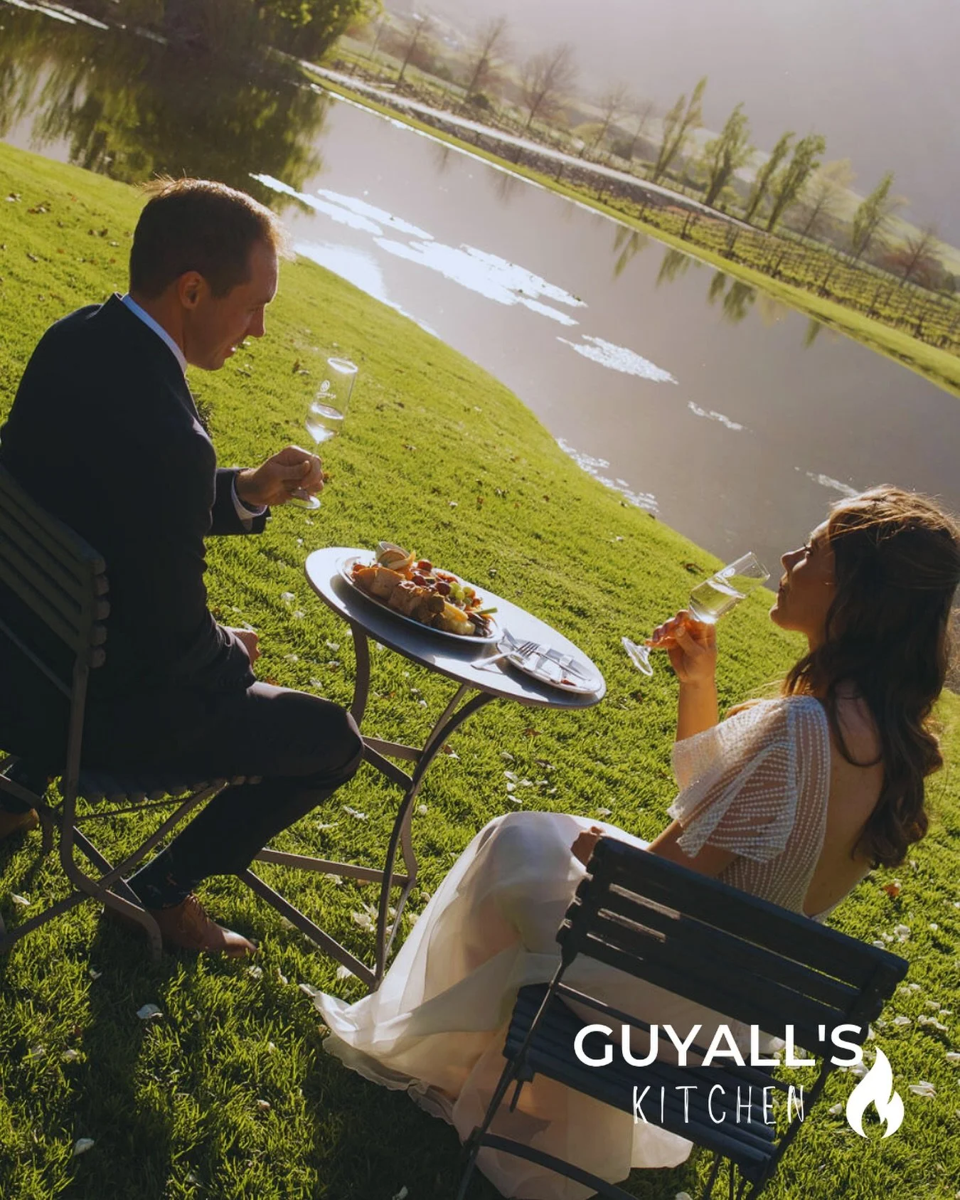 A magical moment of the gorgeous Charn&egrave; &amp; Murray taking a moment to enjoy their own little snack platter post ceremony. 
.
.
#guyallskitchen #amccookware #couple #wedding #privatemoments